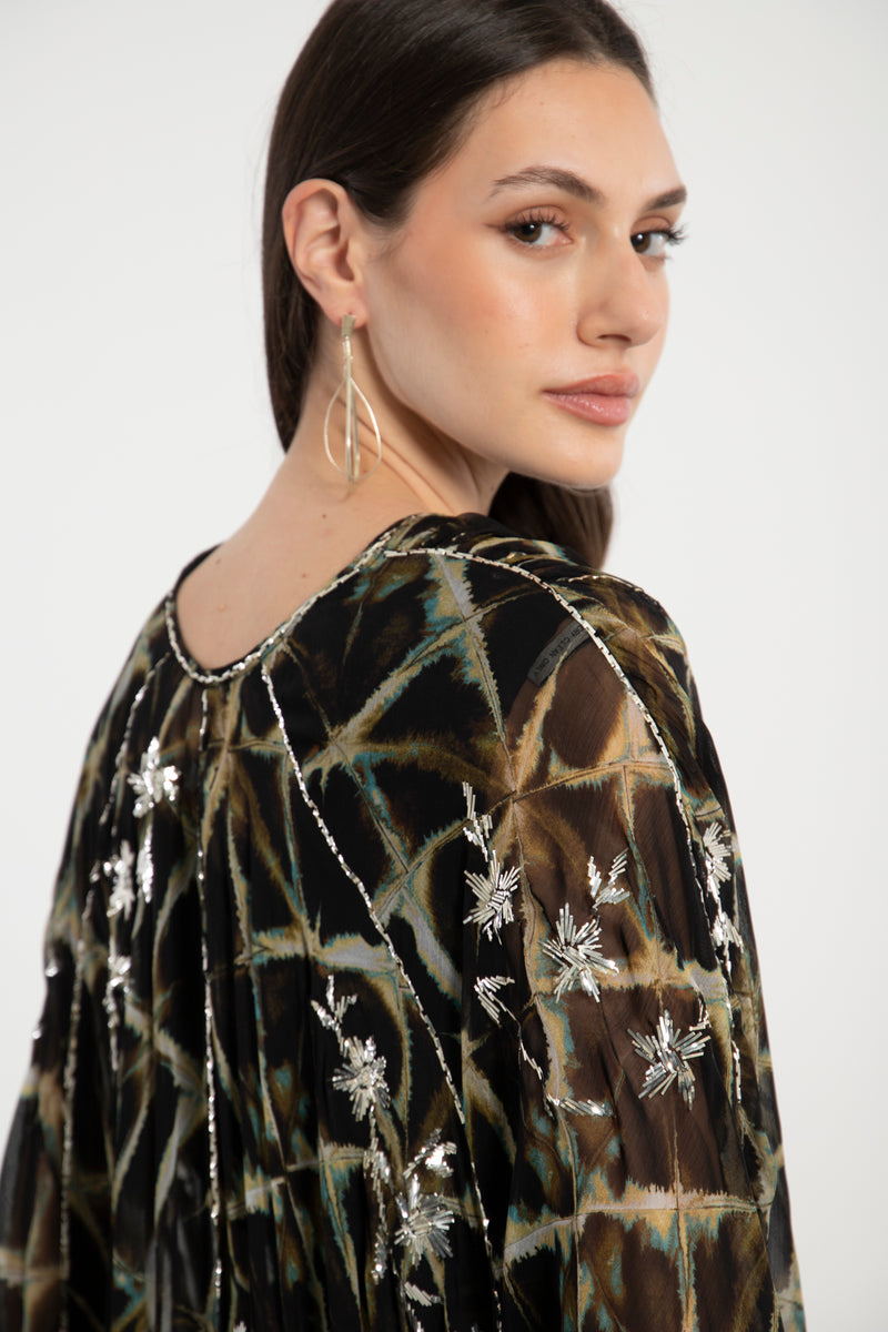 Farah Silk Tie & Dye Tareq Embroidered Gown