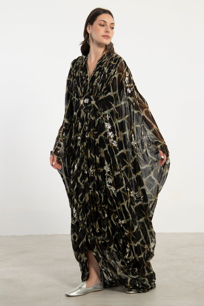 Farah Silk Tie & Dye Tareq Embroidered Gown