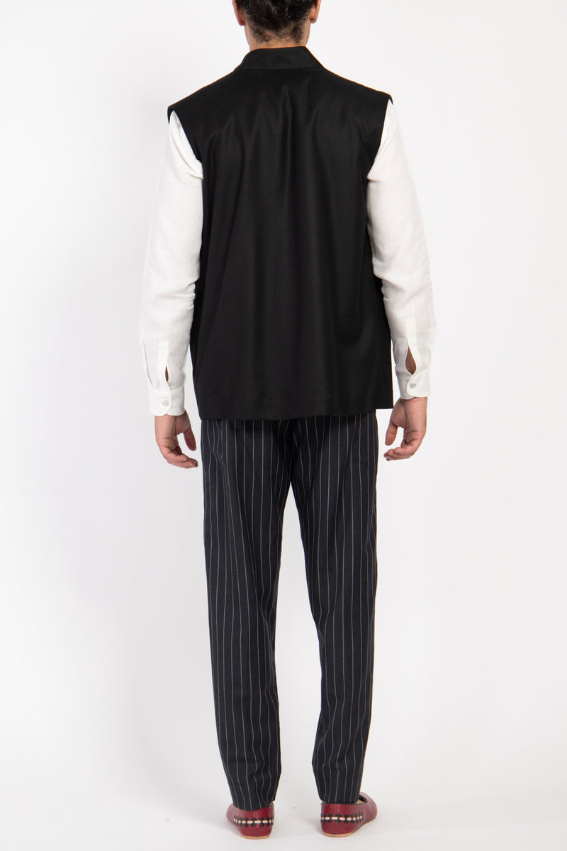 Hassan Loro Piana Wool & Cashmere Black Gilet