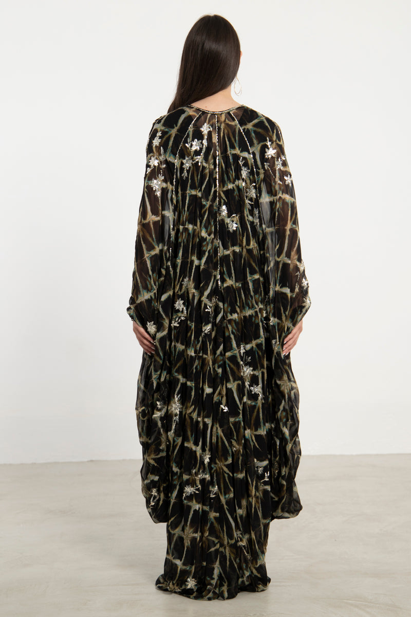 Farah Silk Tie & Dye Tareq Embroidered Gown