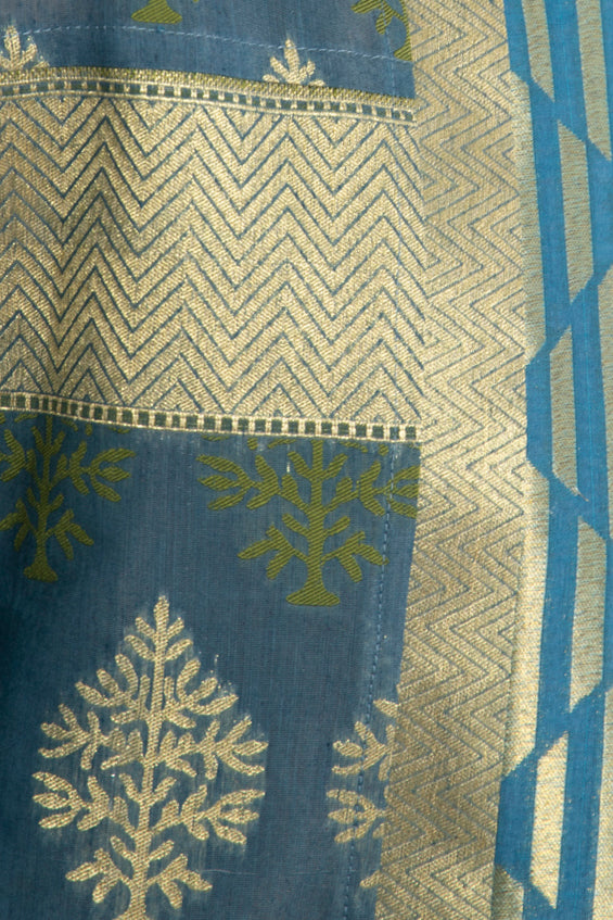 Khalida Silk Blue and Green Abaya