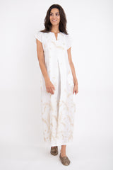 Shirine Linen White Embroidered Sleeveless Dress