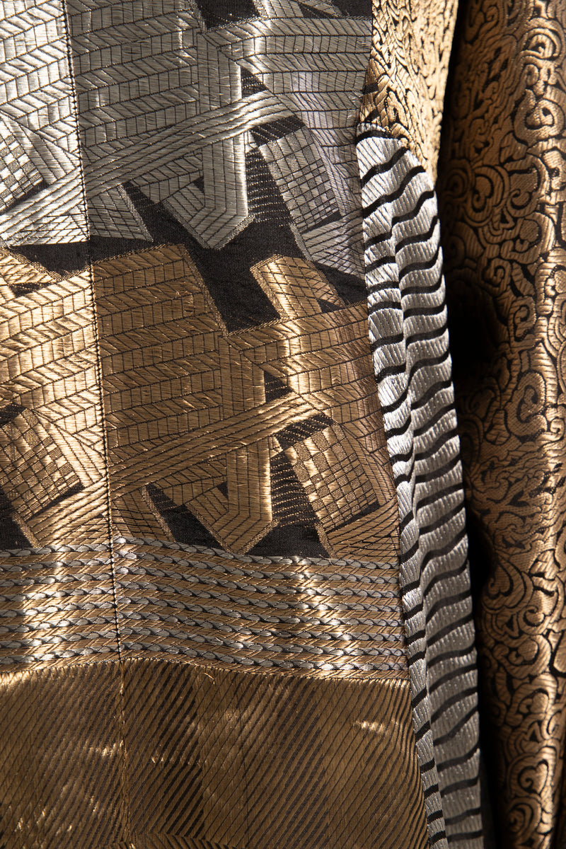 Chouf Handwoven Silk Patchwork Gold & Silver Dress