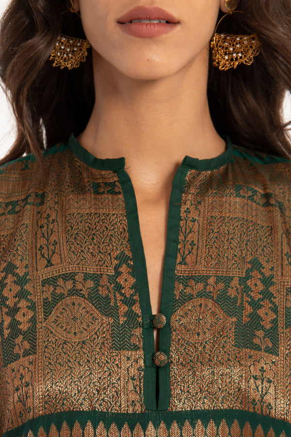 One-of-a-Kind Noujoud Olive Cotton Kaftan