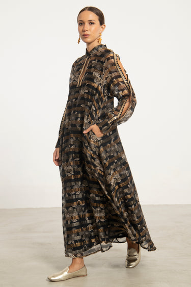 Hilal Silk Black & Gold Dress