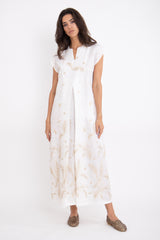 Shirine Linen White Embroidered Sleeveless Dress
