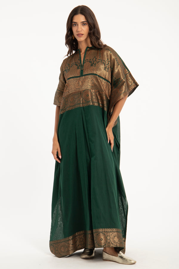 One-of-a-Kind Noujoud Olive Cotton Kaftan