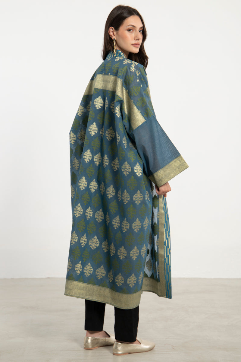 Khalida Silk Blue and Green Abaya
