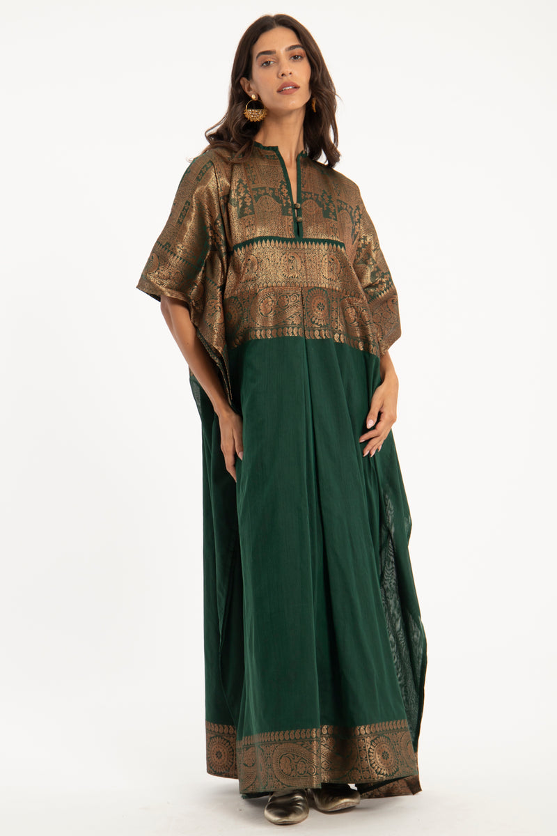 One-of-a-Kind Noujoud Olive Cotton Kaftan