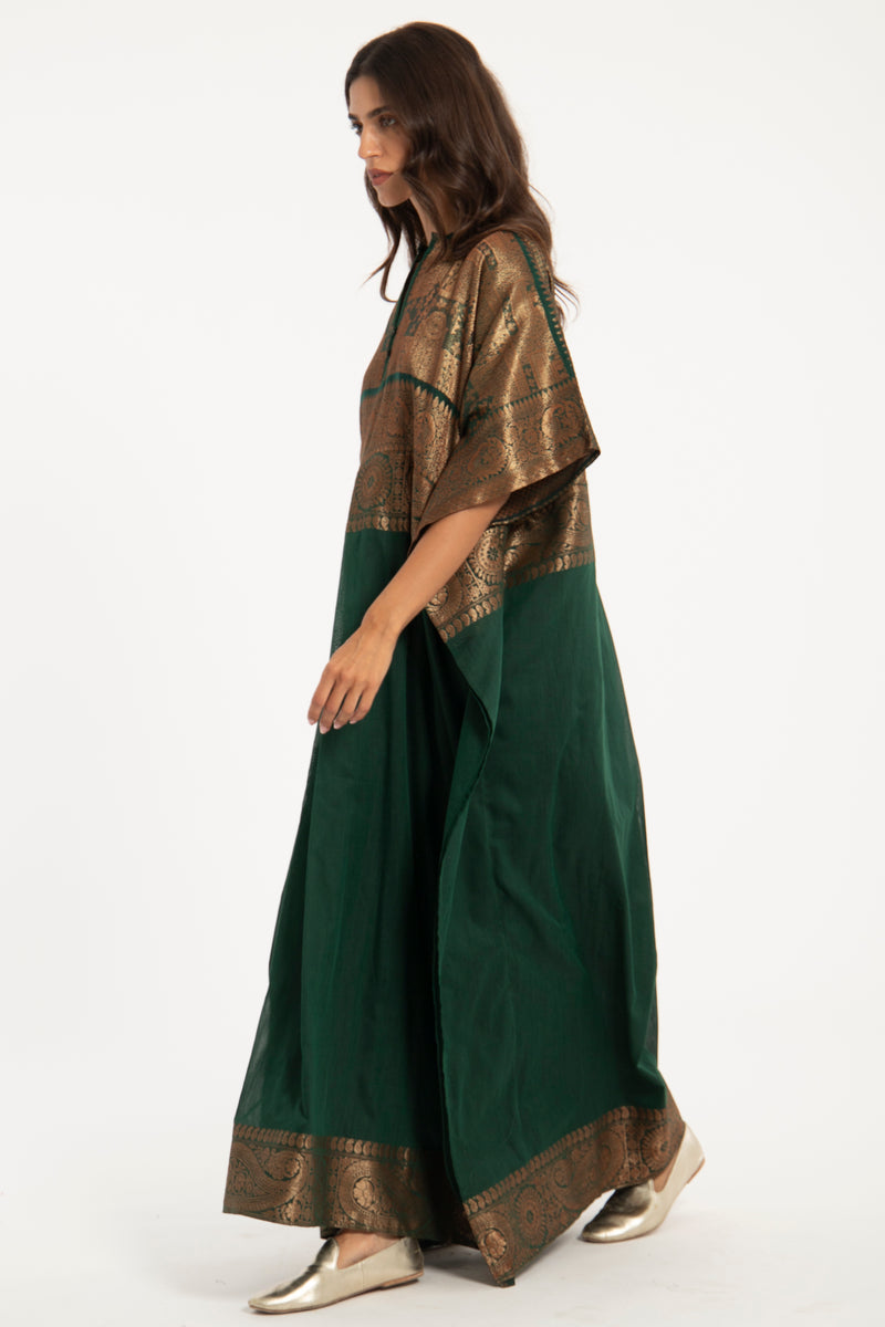 One-of-a-Kind Noujoud Olive Cotton Kaftan