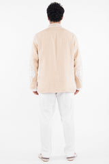 Kawas Linen Embroidered Plain Sand Vest