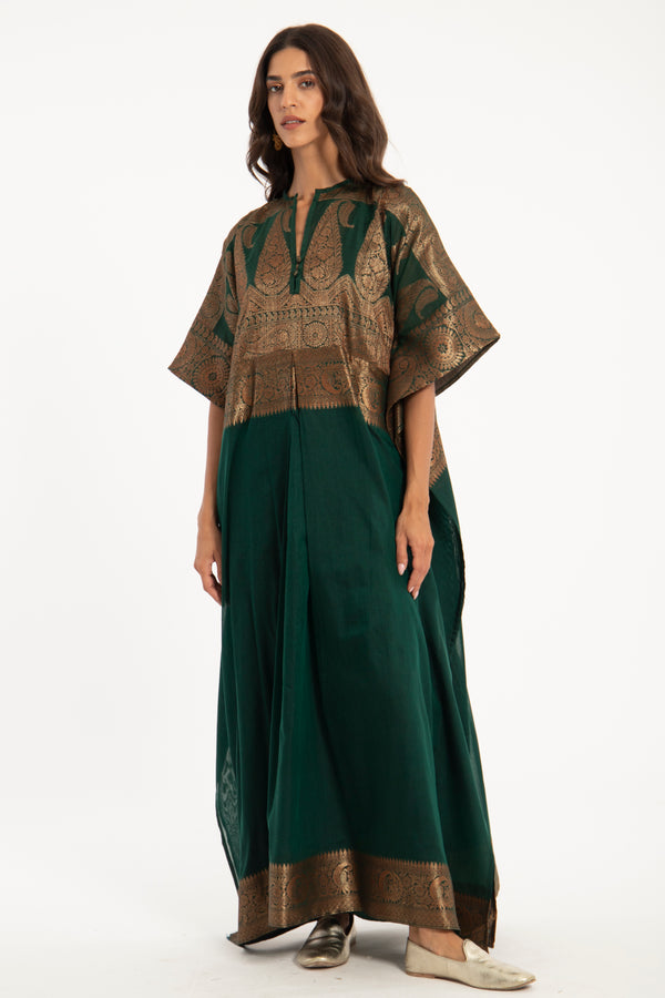 One-Of-A-Kind Noujoud Cotton Handwoven Green Dress