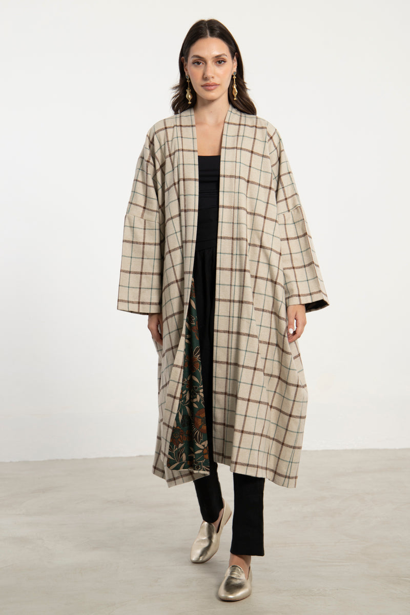 Tilal Plaid Wool Abaya