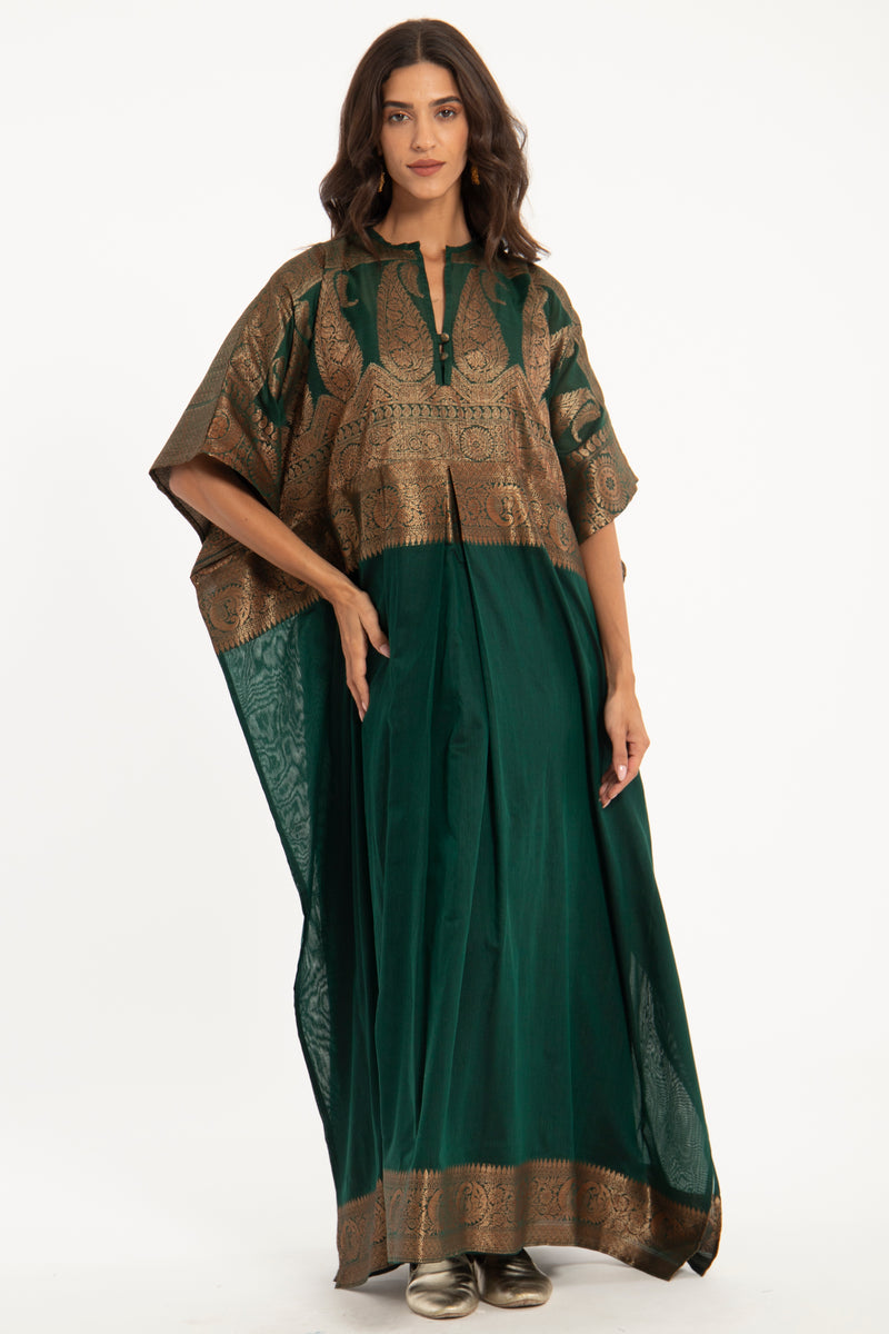 One-Of-A-Kind Noujoud Cotton Handwoven Green Dress