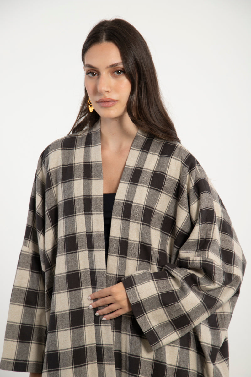 Tilal Plaid Wool Abaya