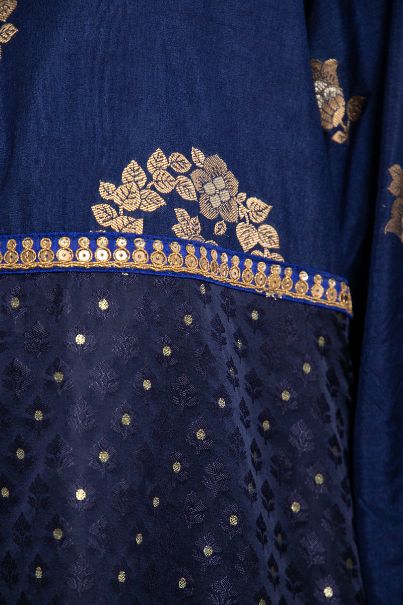 Layalina Silk Navy-Gold Dress