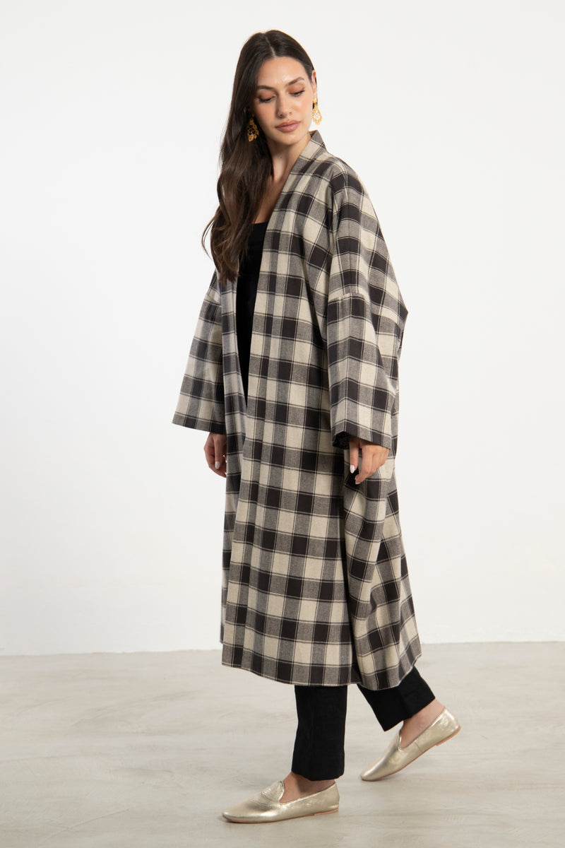 Tilal Plaid Wool Abaya