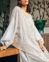 Rawda Silk Gold Sequins Embroidered Dress