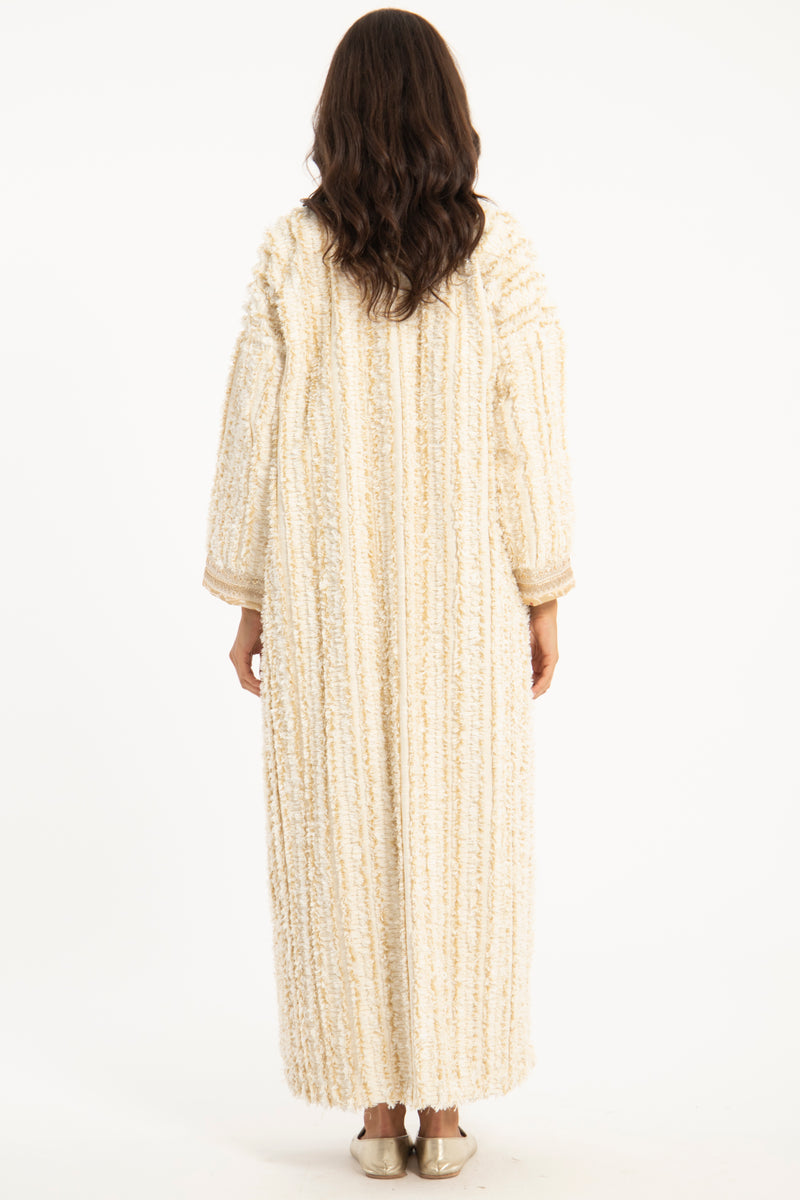 Fida Cotton Fringes Cream Coat