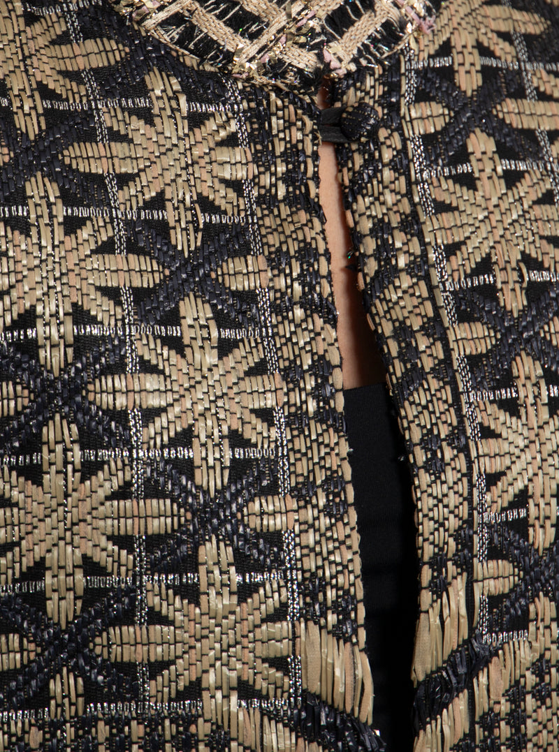 Dima Cotton Jacquard Black and Gold Coat