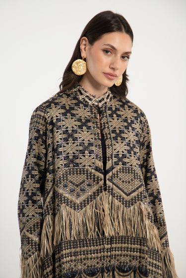 Dima Cotton Jacquard Rafia Coat