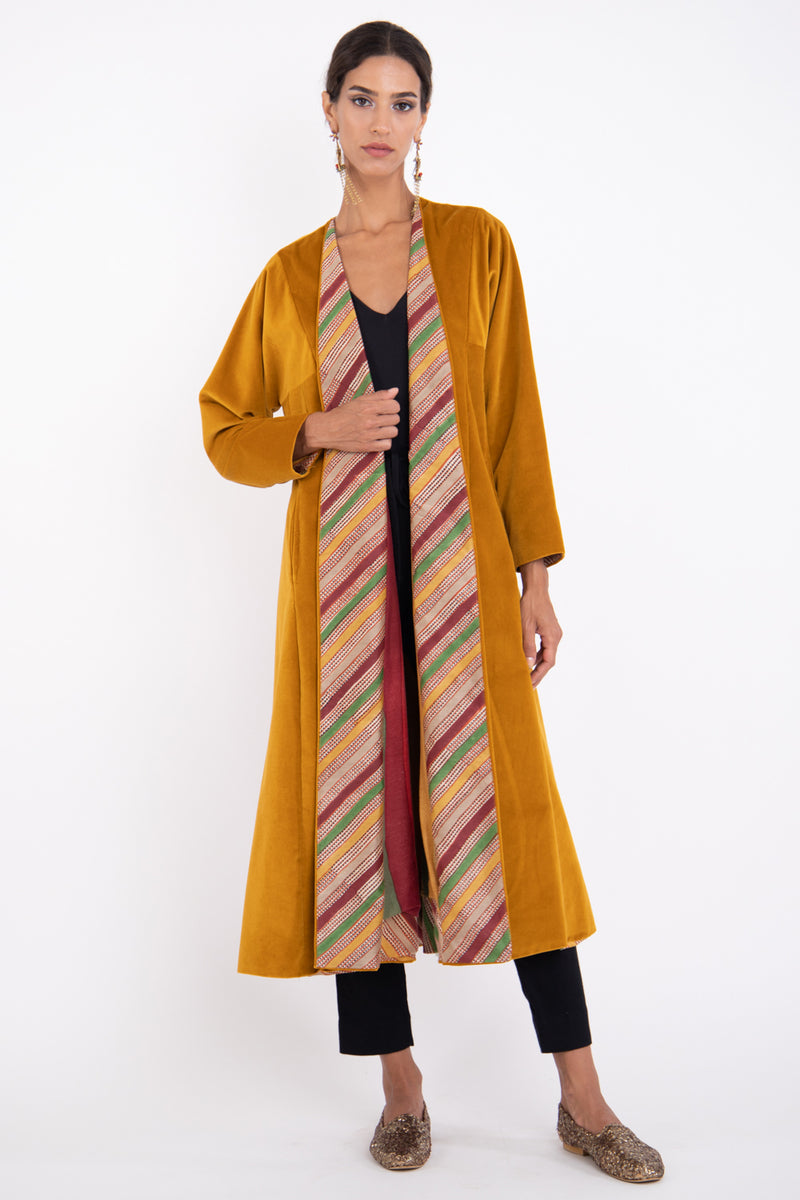 Malaki Velvet Mustard Coat