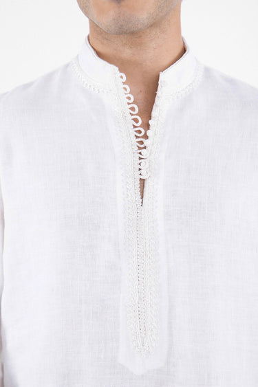 Jawad Linen Embroidered White Shirt