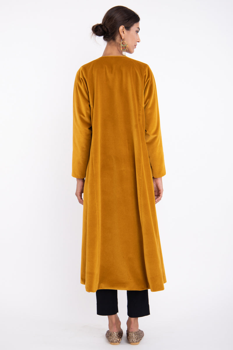 Malaki Velvet Mustard Coat