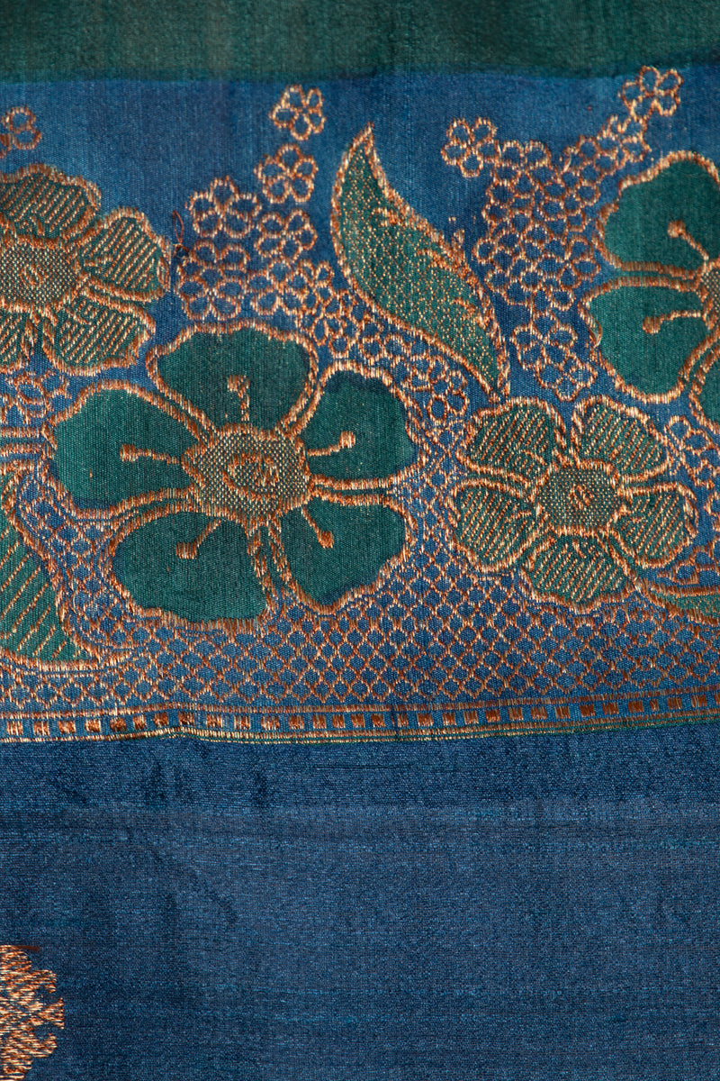 Helen Handwoven Silk Night Blue Dress