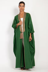 Classic Wool Embroidered Green Abaya