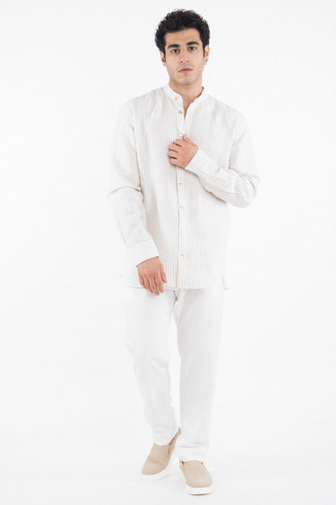 Philippe Linen Striped Sand Shirt