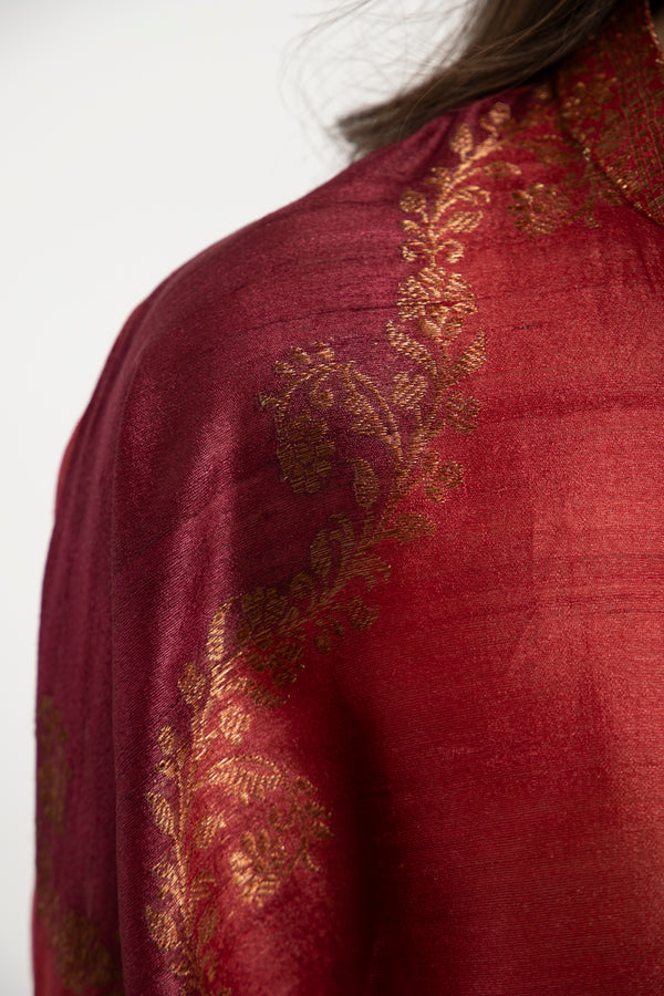 Helen Handwoven Silk Red Dress