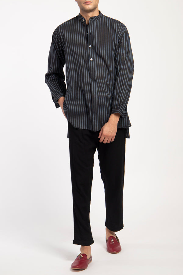 Cloche Cotton Striped Black Shirt