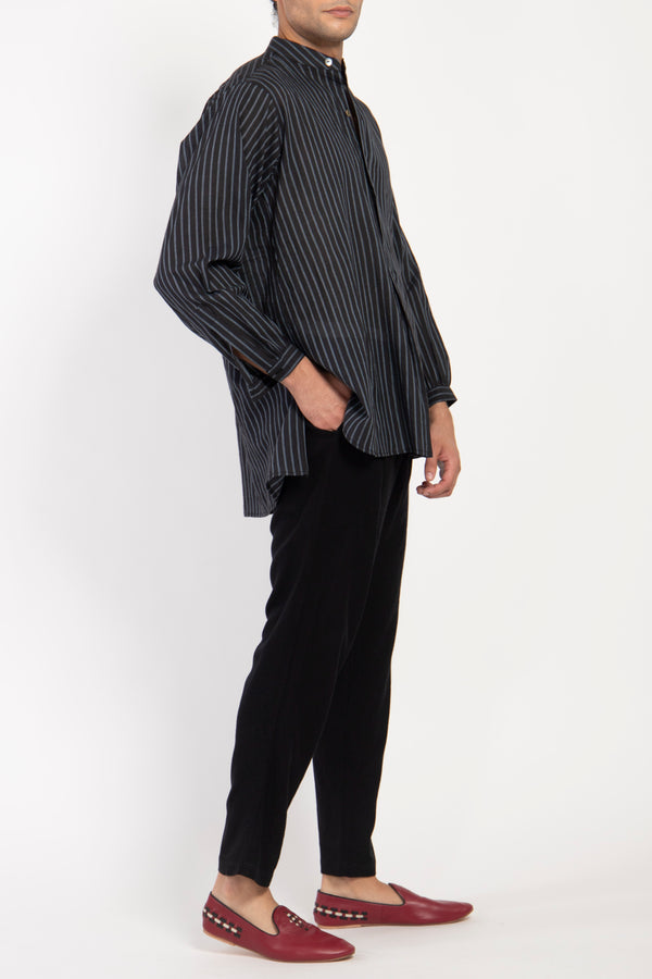 Cloche Cotton Striped Black Shirt