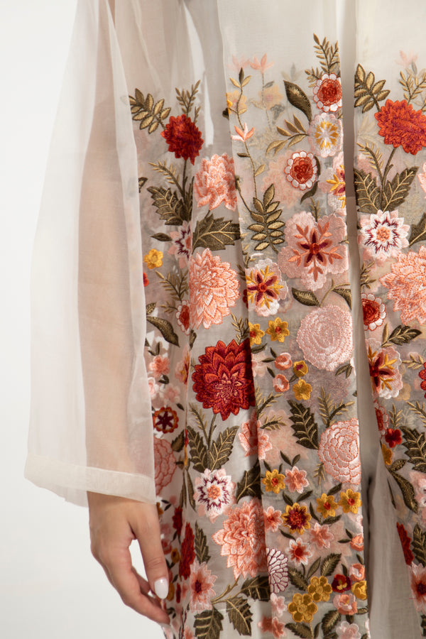 Fay Silk Tulle Embroidered Floral Jacket