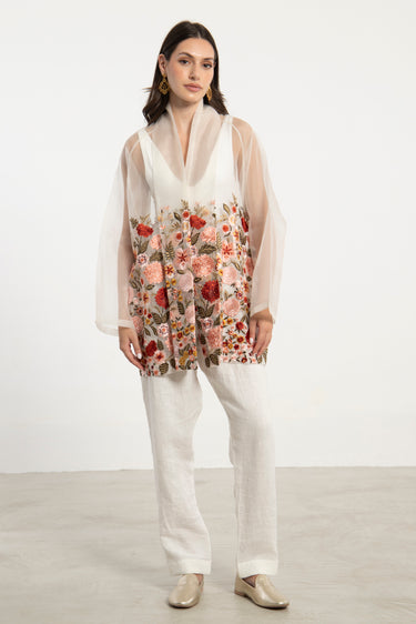 Fay Silk Tulle Embroidered Floral Jacket