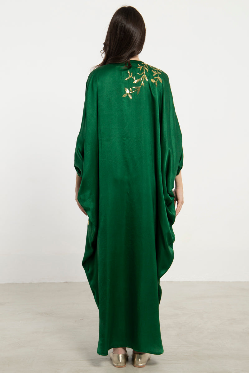 Darine Silk Green Tareq Embroidered Dress