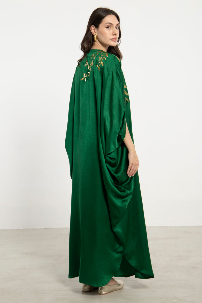 Darine Silk Green Tareq Embroidered Dress