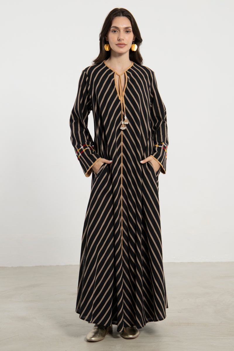 Youmna Cotton Striped Kaftan