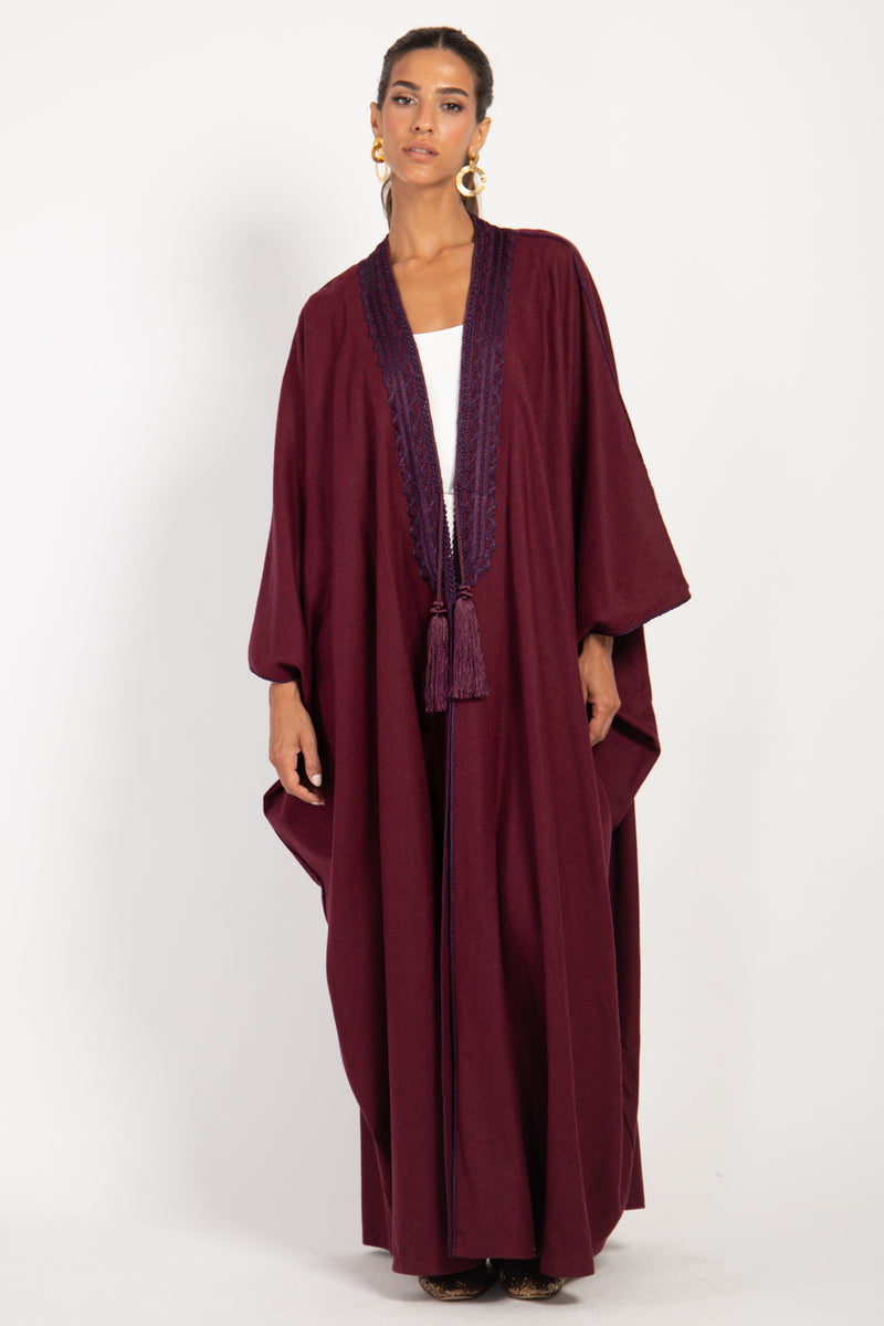 Classic Wool Burgundy Abaya