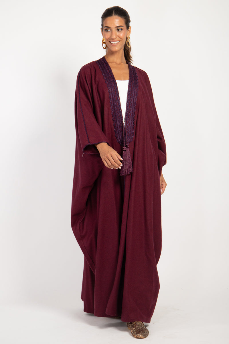 Classic Wool Burgundy Abaya