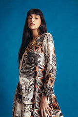 Khayal Linen Palms Printed Dress