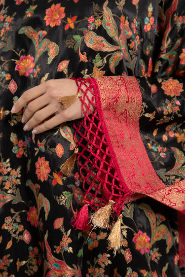 One-Of-a-Kind Rawda Silk Black & Pink Dress