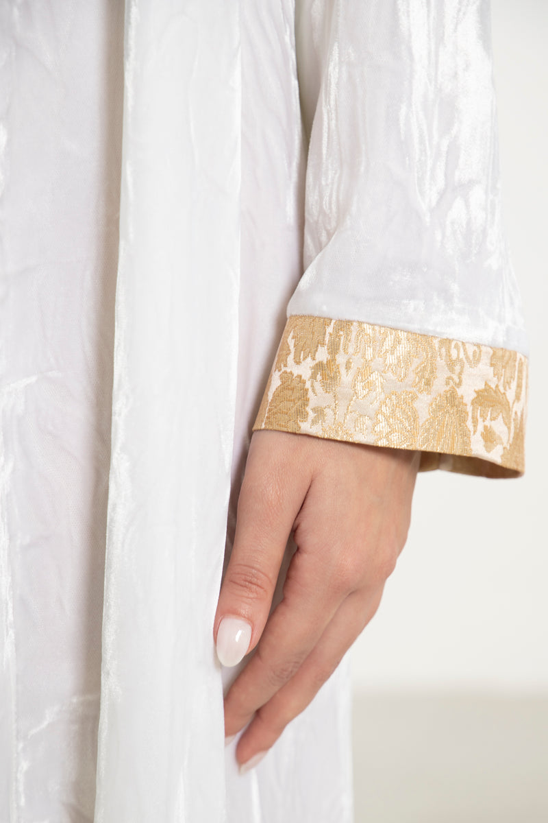 Jamila Crushed Velvet White Dress