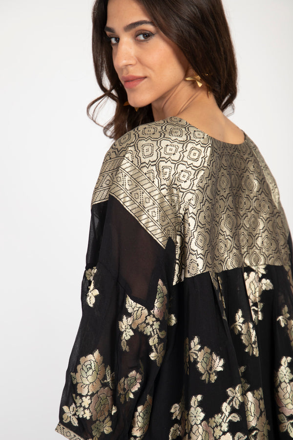 One-Of-A-Kind Rania Silk Black & Gold Dress