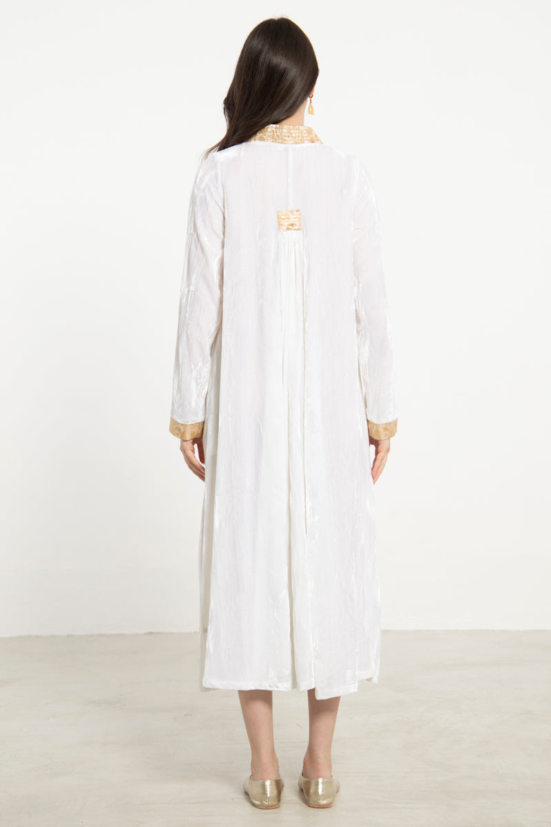 Jamila Crushed Velvet White Dress