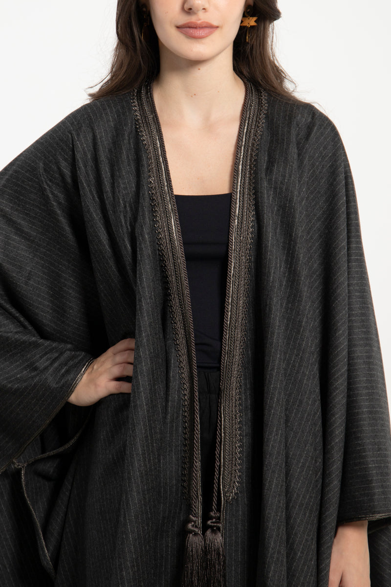 Wool & Cashmere Grey on Grey Poncho