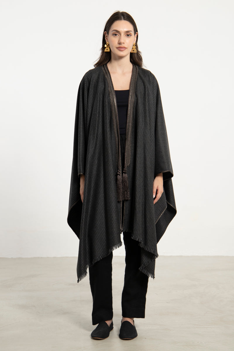 Wool & Cashmere Grey on Grey Poncho