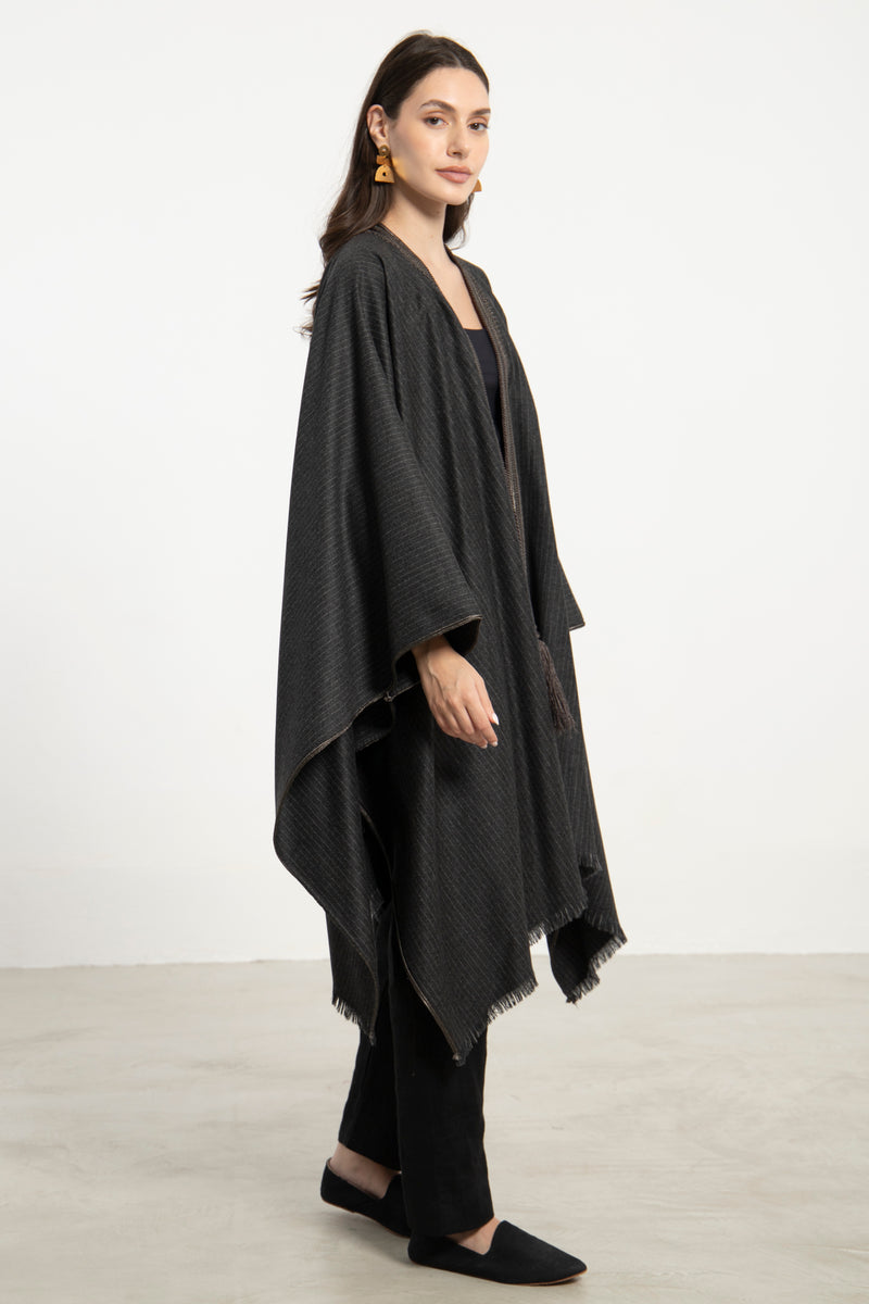 Wool & Cashmere Grey on Grey Poncho