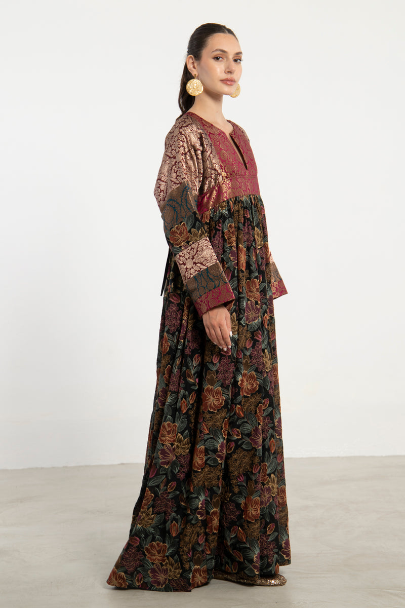 Linda Embroidered Silk & Brocade Multicolor Dress
